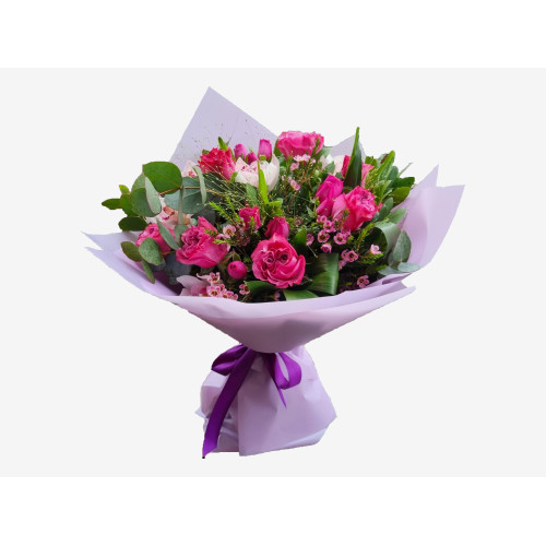 Buchet trandafiri, orhidee cymbidium si wax flower
